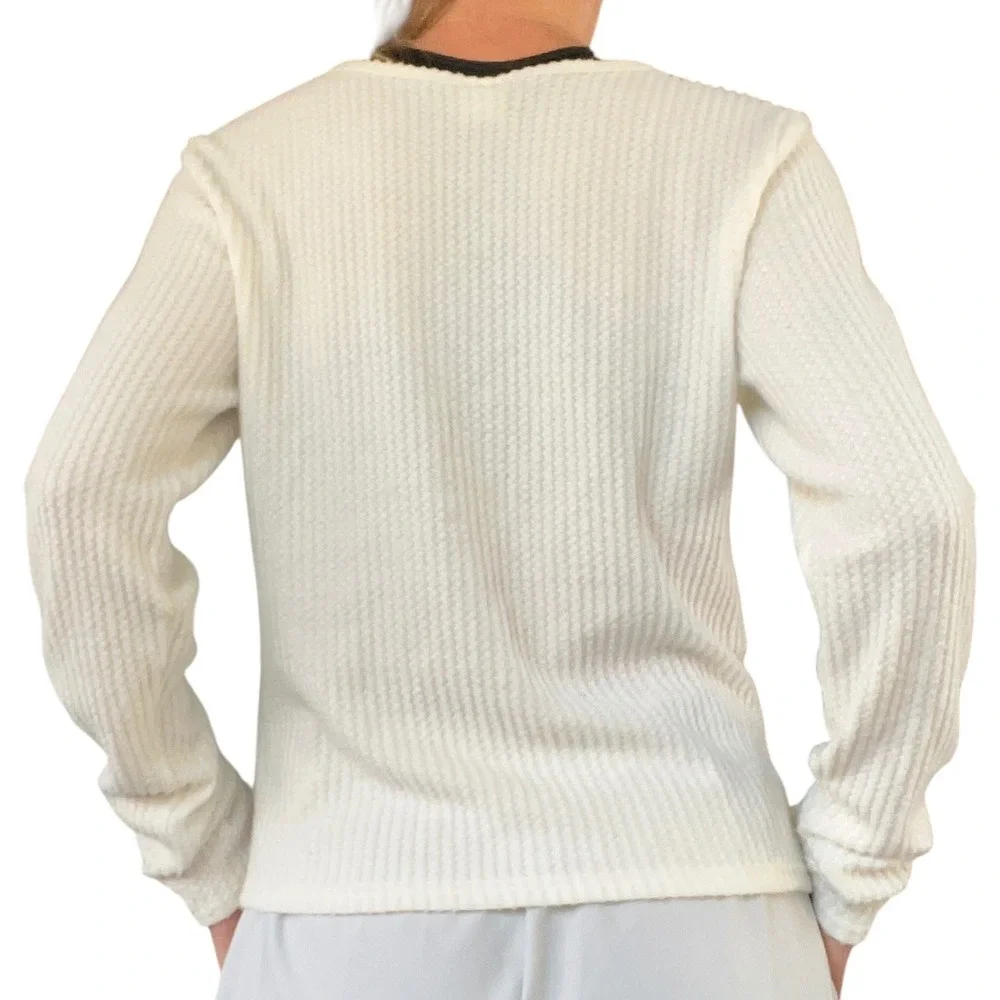 Hollister Women's L Cream Waffle Knit Long Sleeve Christmas Polar Bear Sleep Top